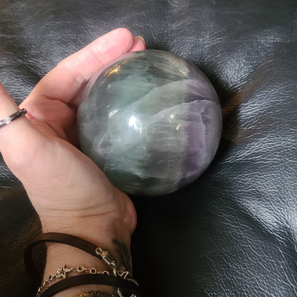 Beautiful rainbow Fluorite sphere #1 more than 8" diameter! - Picture 10 of 11